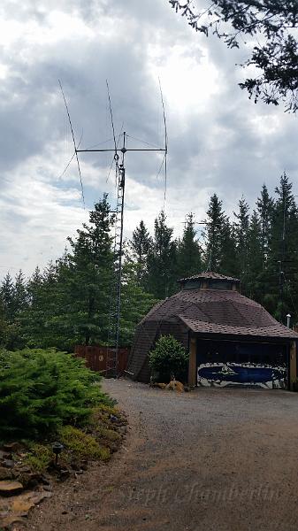 20170823_121229.jpg - Marc's Ham Shack (garage) with antennas.